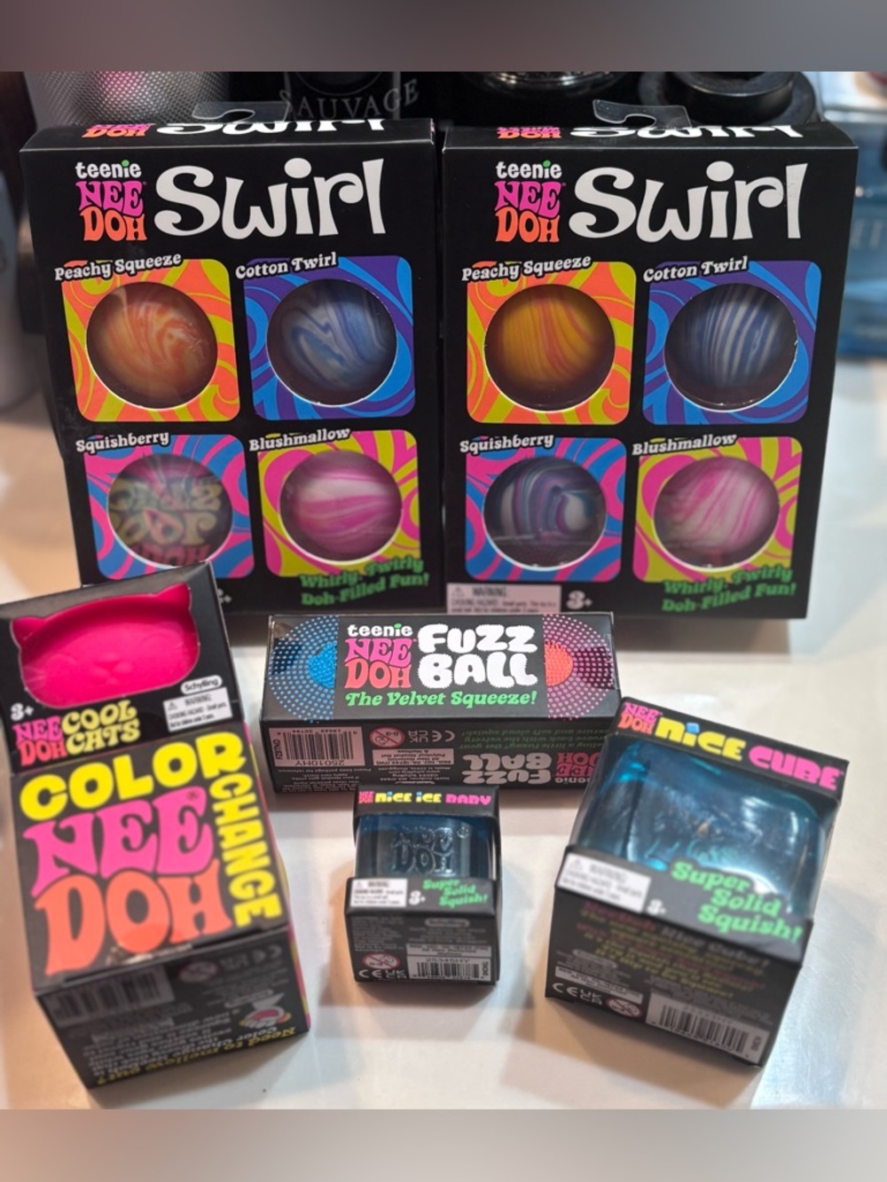 NEEDOH cool cat, fuzzball, swirl (4) pack, nice ice baby, nice cube, cc ball